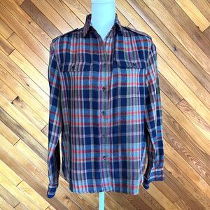 Vintage 80s Plaid Wool Button Up